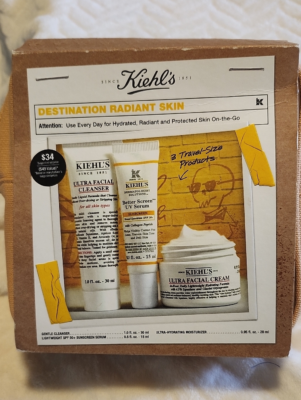 Kiehl's Destination Radiant Skin Set W/Travel Bag